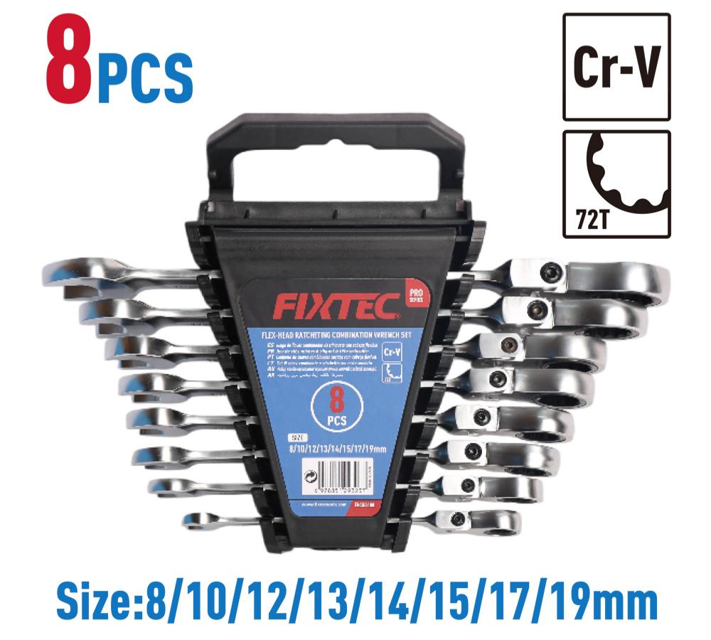 8pcs Flex-head Ratchet Combination Wrench Set