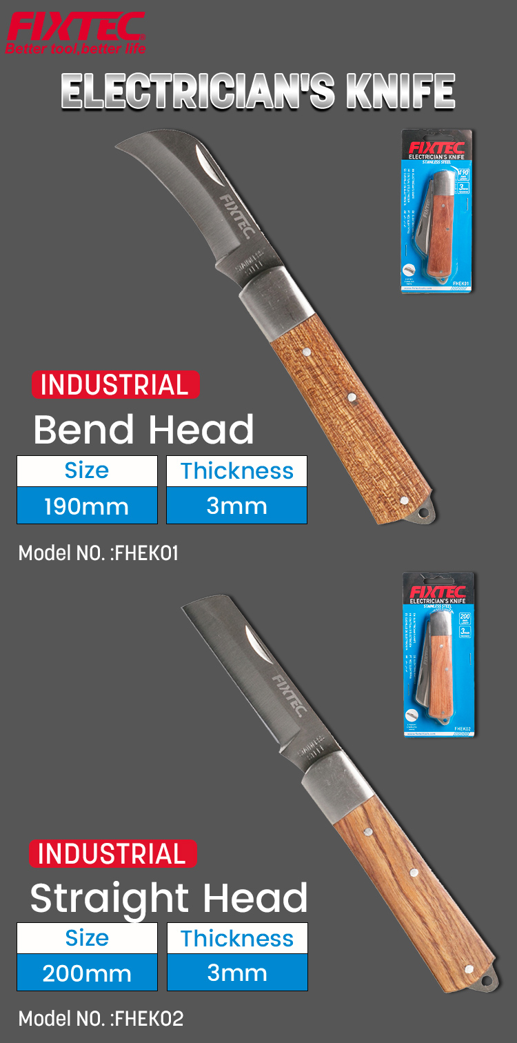 FIXTEC Electrician s Knife With Bend Head FIXTEC Electrician s Knife With Bend Head