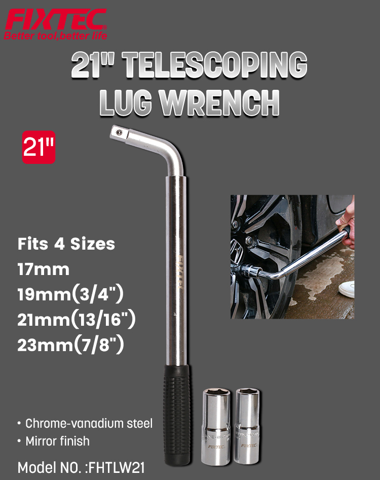 Telescopic wheel store wrench