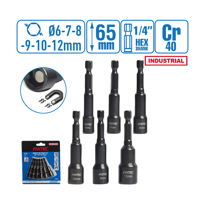 6Pcs Deep Magnetic Nut Socket Set