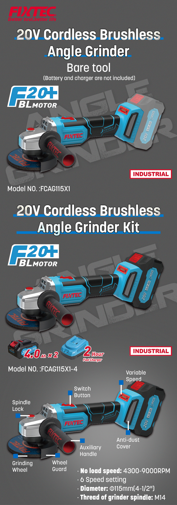 battery powered angle grinder