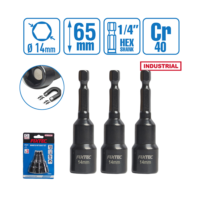 3Pcs Deep Magnetic Nut Socket Set