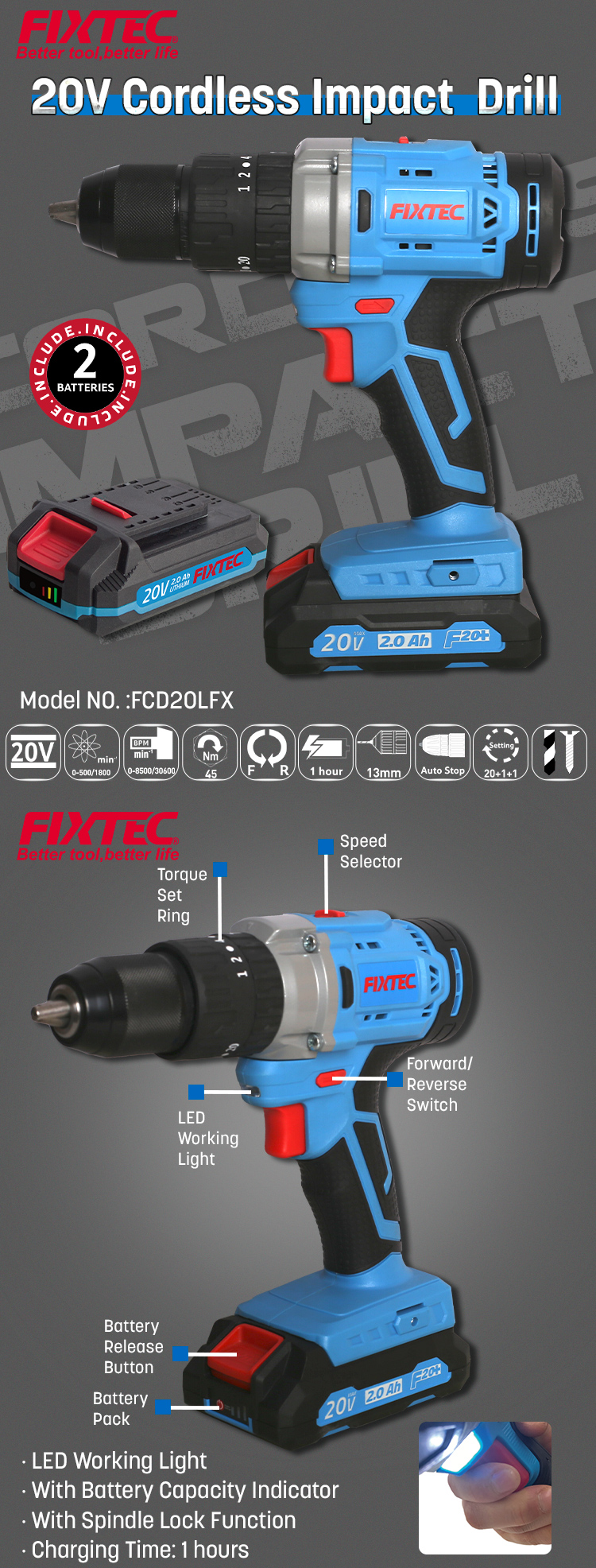 20V impact drill