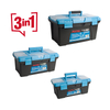  3 Plastic Tool Boxes Set