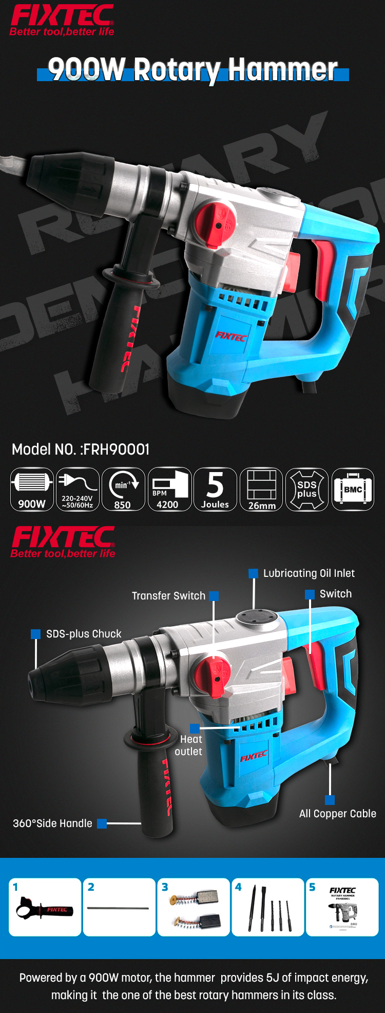 900W rotary hammer 