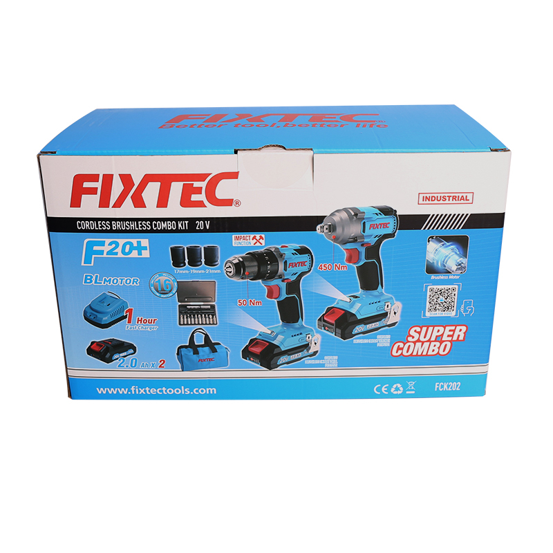 20V Li-ion Cordless Brushless Impact Drill+Brushless Impact Wrench Kit 