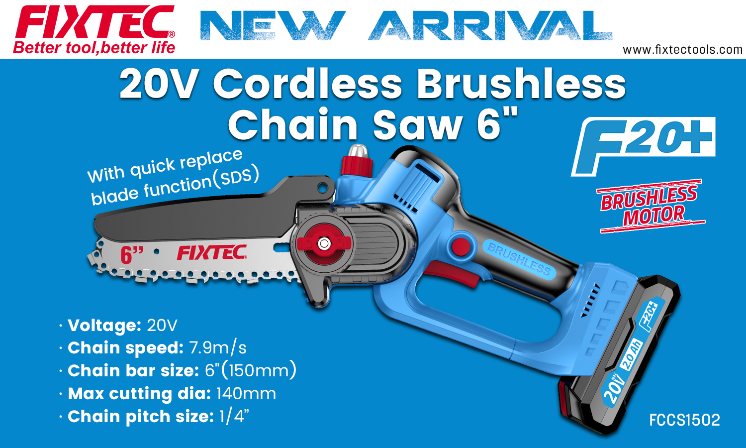 20V Cordless Brushless Mini Chain Saw