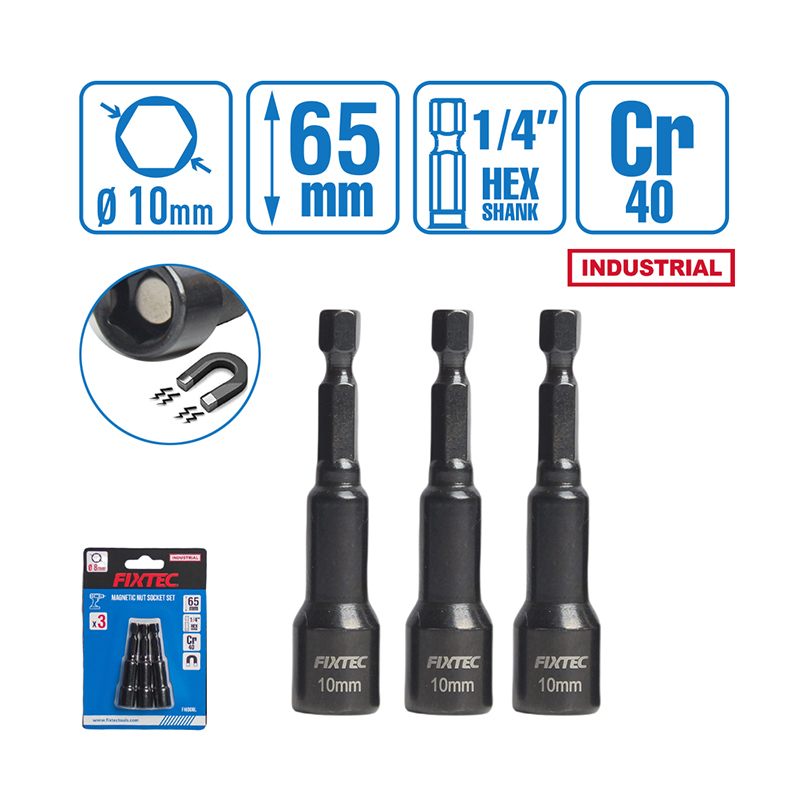 3Pcs Deep Magnetic Nut Socket Set