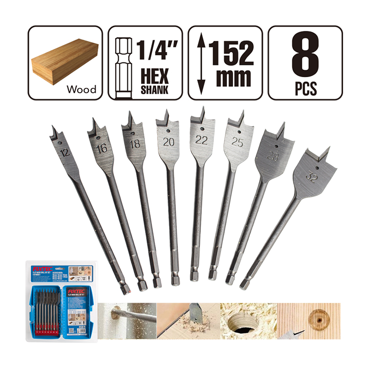 flat drill bit set for wood