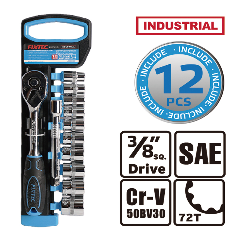 12Pcs 3/8" Ratchet Wrench with SAE Socket Set