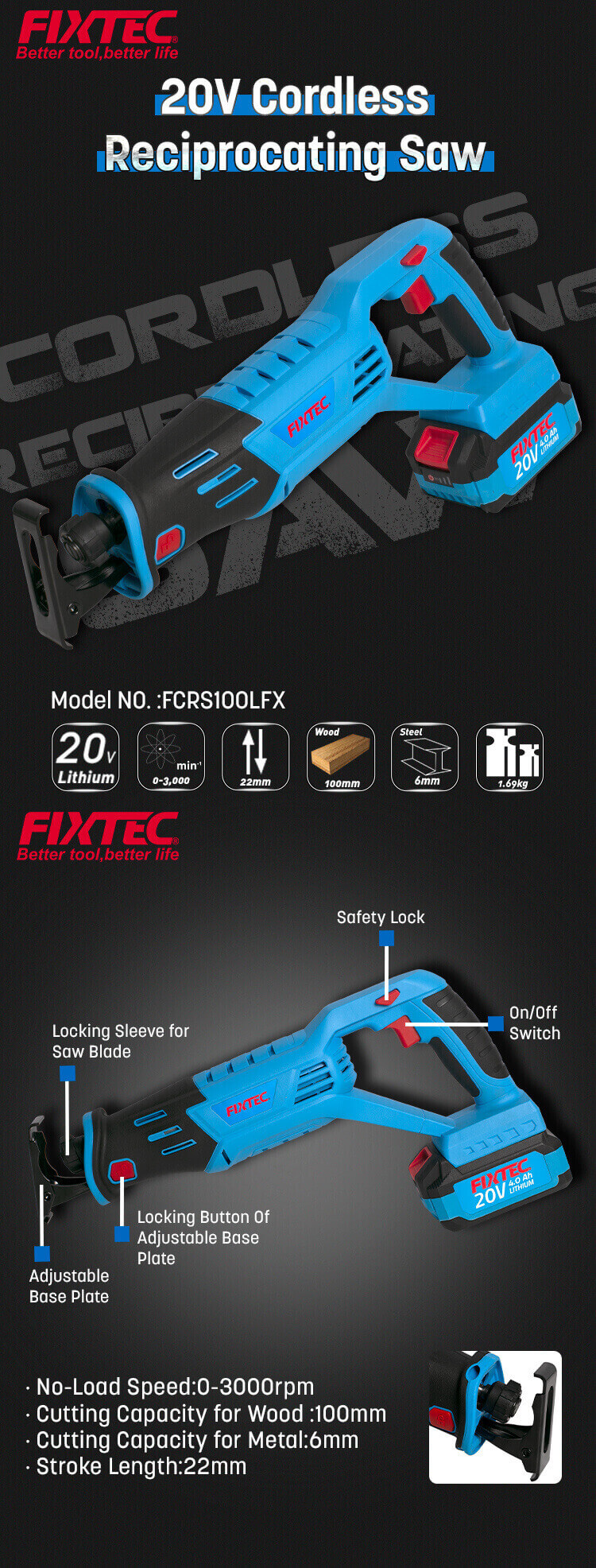 battery reciprocating saw