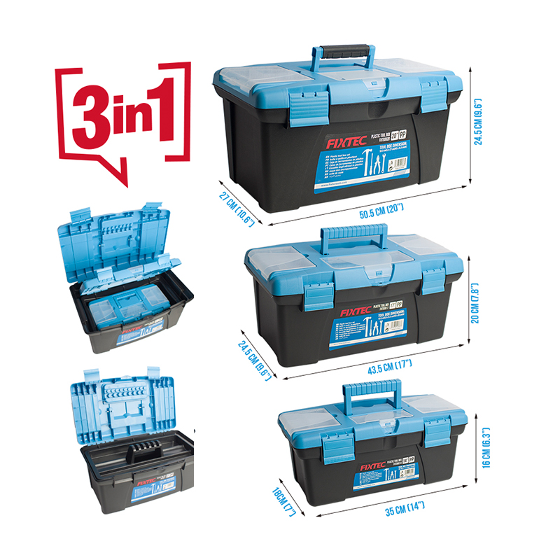  3 Plastic Tool Boxes Set