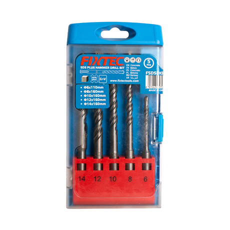 5pcs SDS+ Hammer Drill Bits Set 6mm/8mm/10mm/12mm/14mm