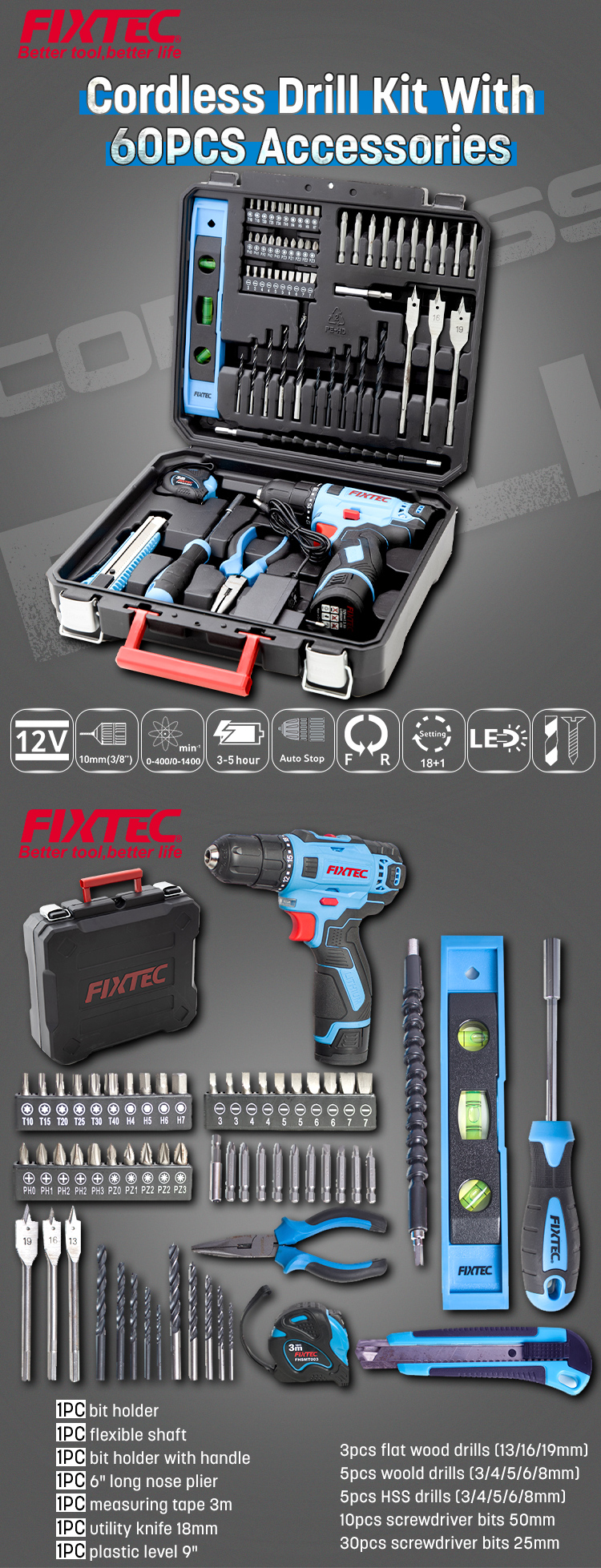 12V drill kit