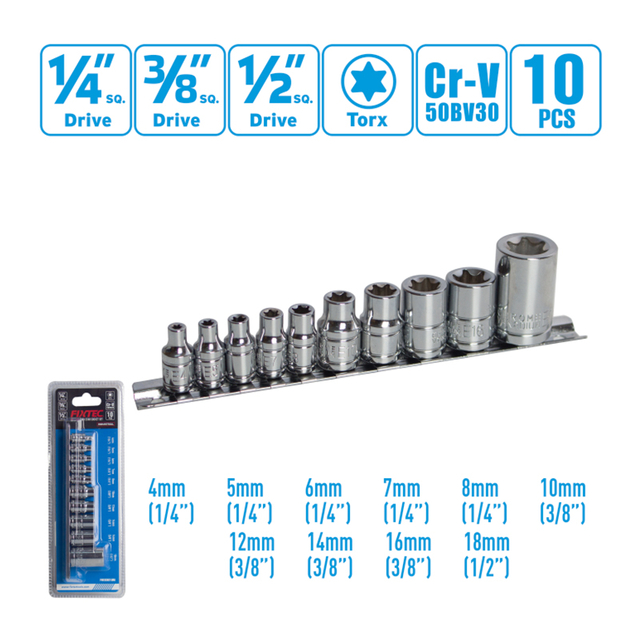 10Pcs CR-V E-torx Socket Set