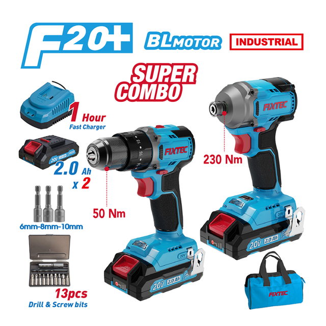 20V Li-ion Cordless Brushless Impact Drill +Brushless Impact Driver Kit 