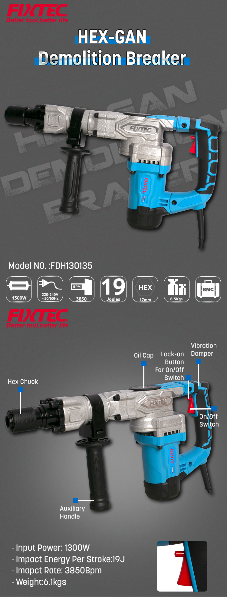 hex-gun demolition breaker