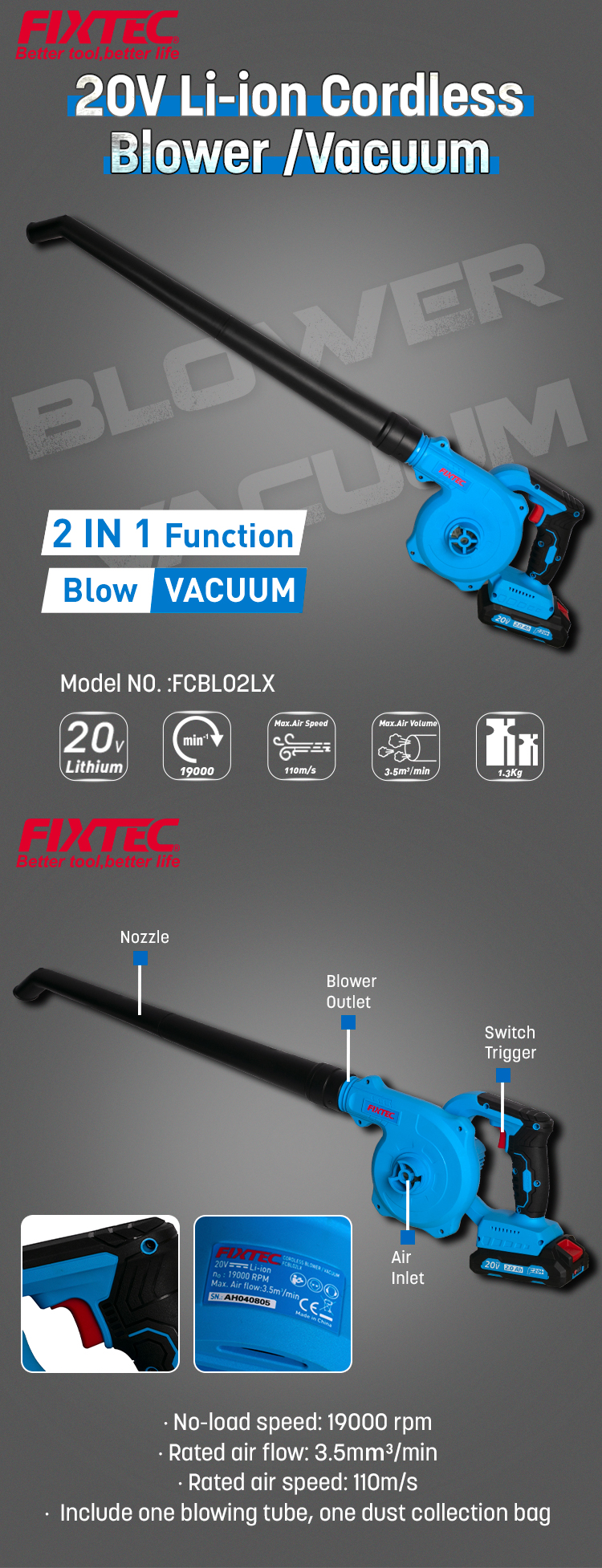 20V Li-ion Cordless Blower