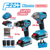 20V Li-ion Cordless Brushless Impact Drill+Brushless Impact Wrench Kit 