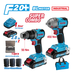 20V Li-ion Cordless Brushless Impact Drill+Brushless Impact Wrench Kit 