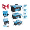  3 Plastic Tool Boxes Set