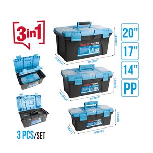  3 Plastic Tool Boxes Set