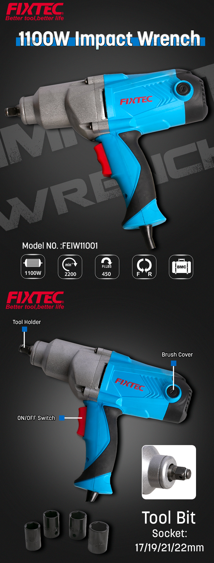 1100W impact wrench