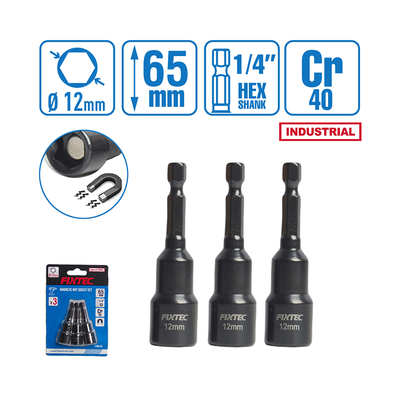 3Pcs Deep Magnetic Nut Socket Set
