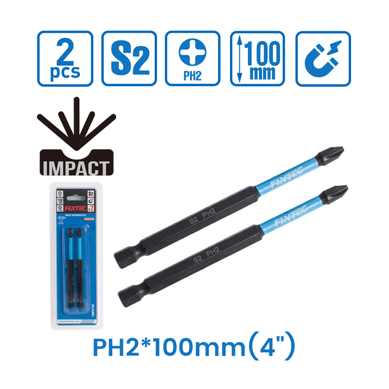2pcs Impact Screwdriver Bits 100mm