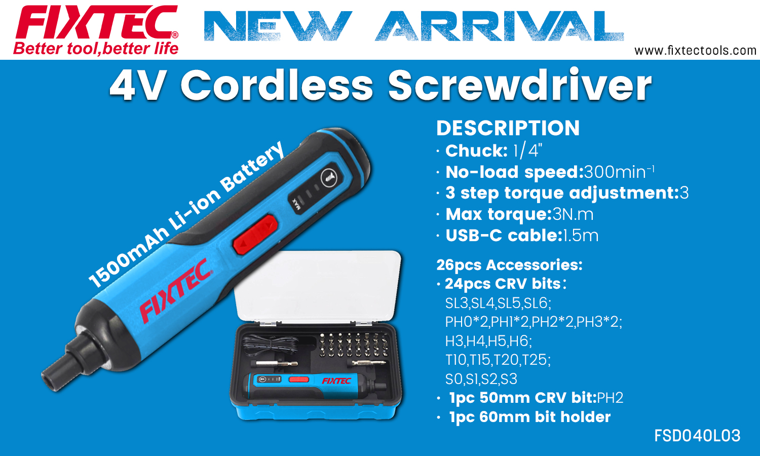 4V cordless screwdriver