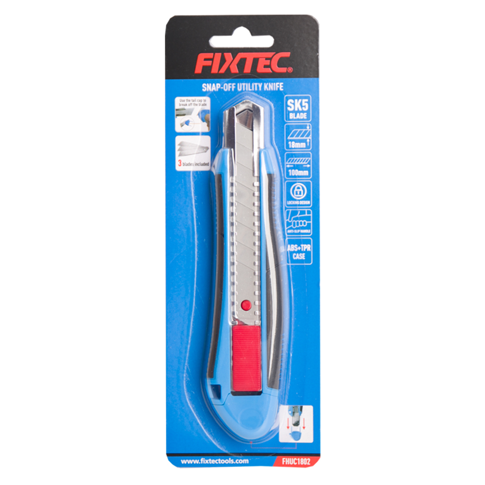 Utility Knife 18mm with 3pcs Blades
