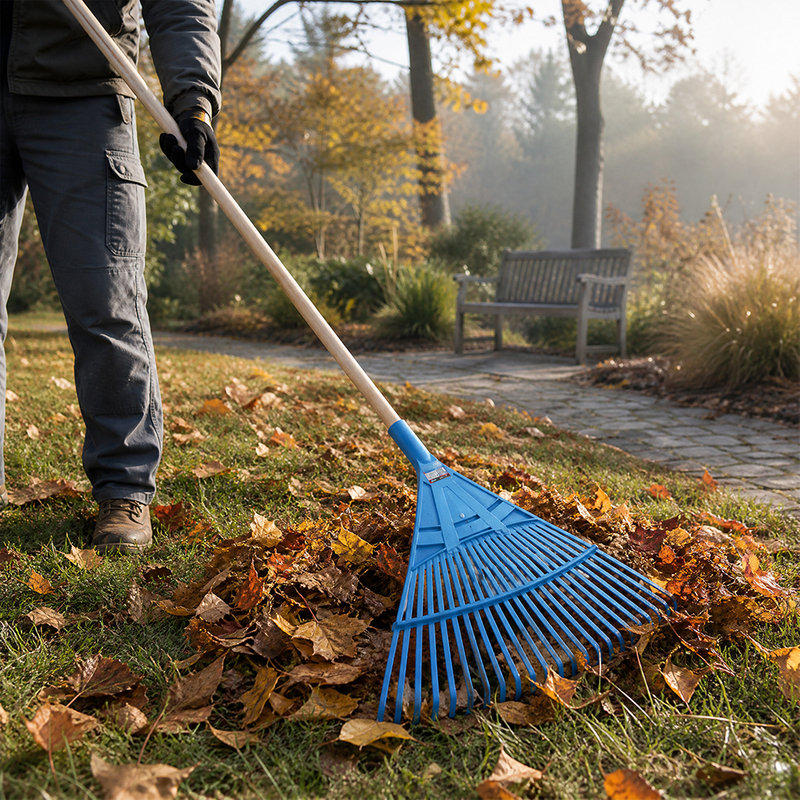 Plastic Leaf Rake 22T with Wooden Handle